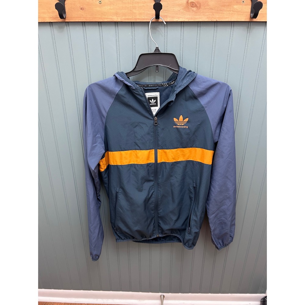 Adidas Skateboarding Windbreaker‎ Jacket Mens small Full Zip Hooded Lightweight